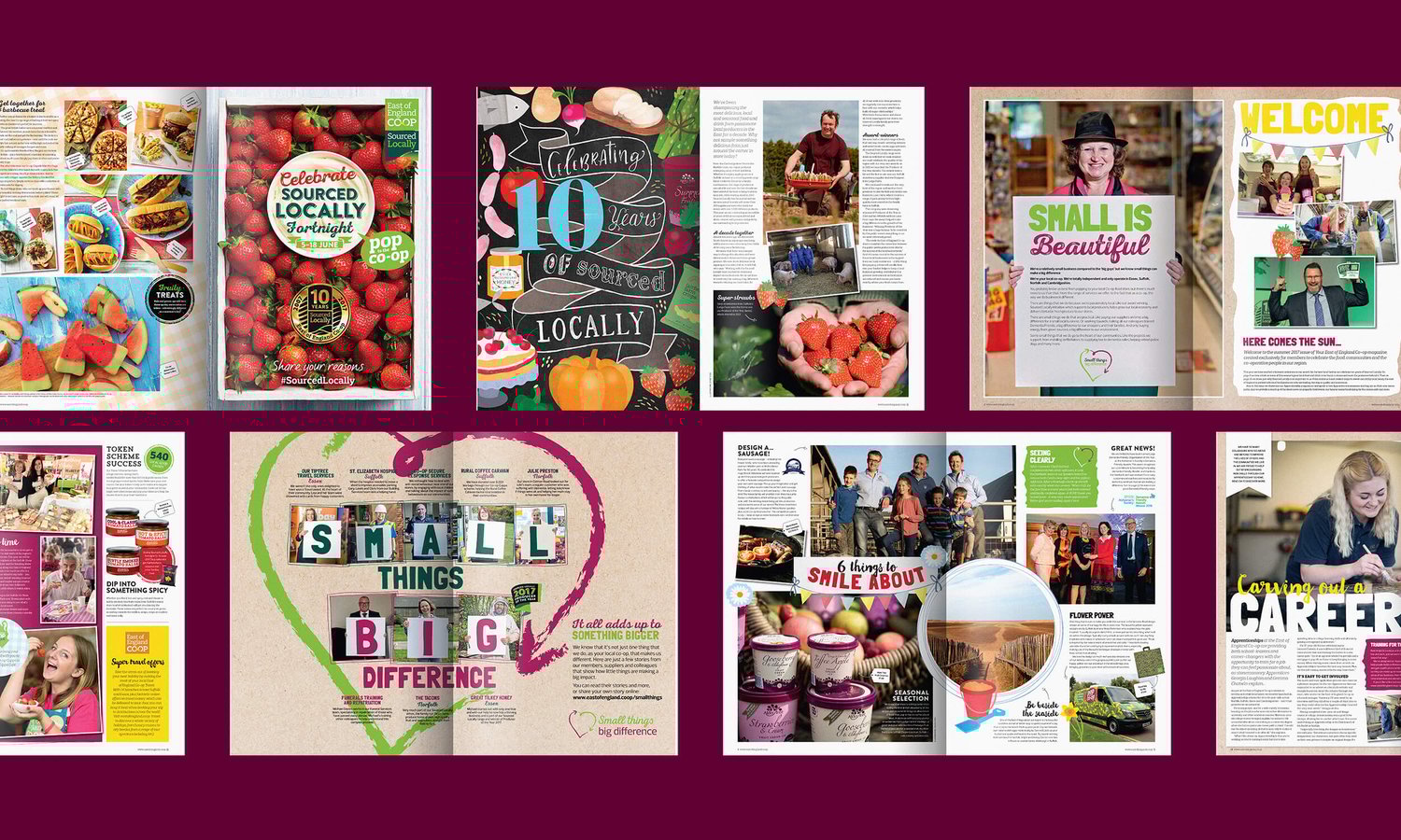 Selection of spreads from East of England Co-op magazine