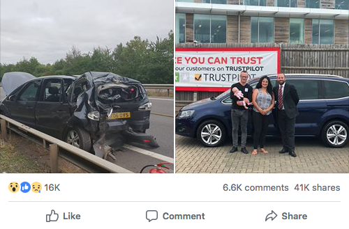 Facebook post showing valuable automotive consumer content