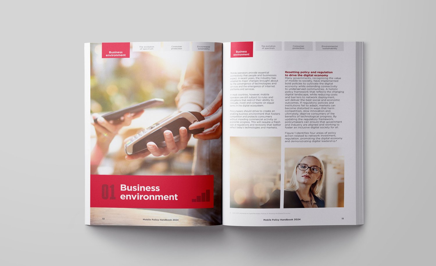 Spread from GSMA's printed magazine