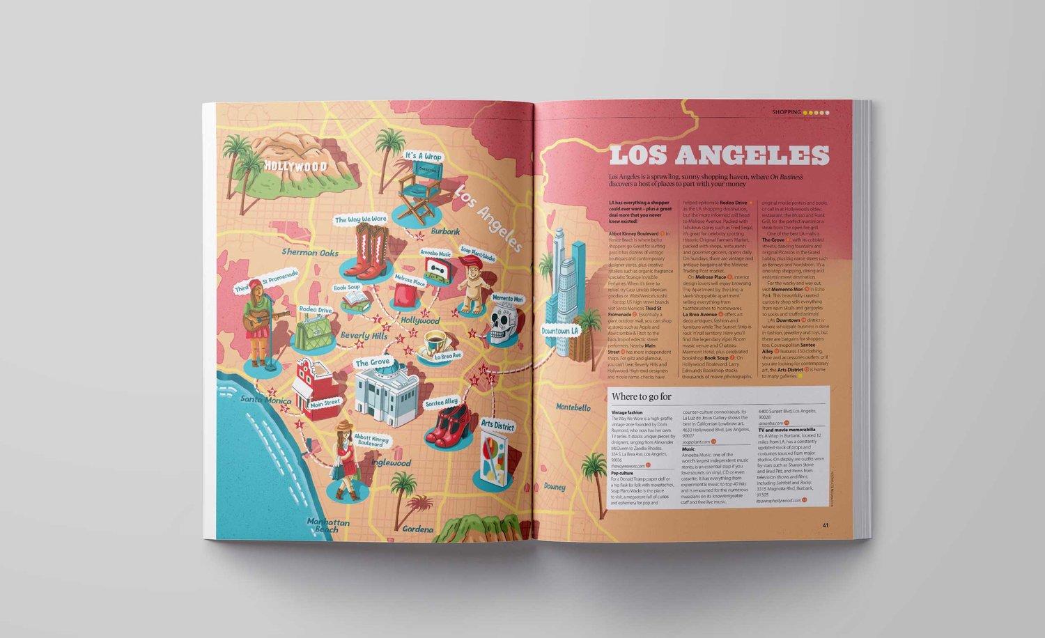 Illustrated spread from On Business magazine
