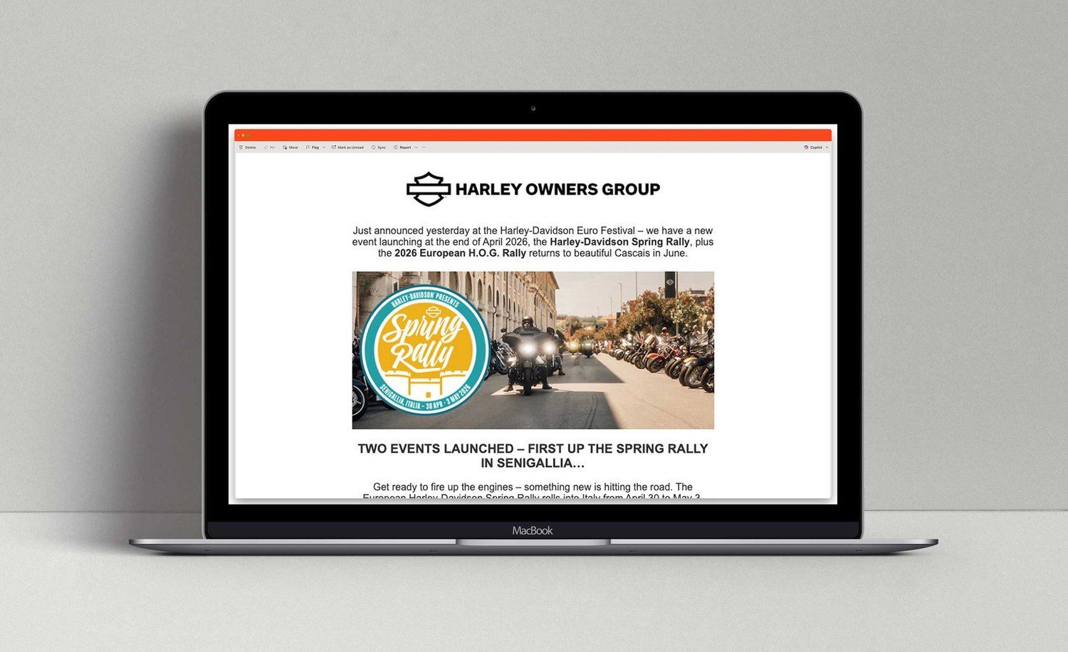 Email Newsletter from the Harley Owners Group