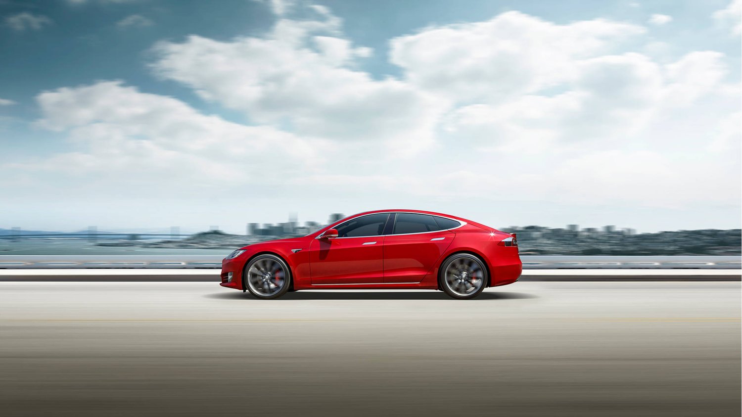 Red Tesla Model S car
