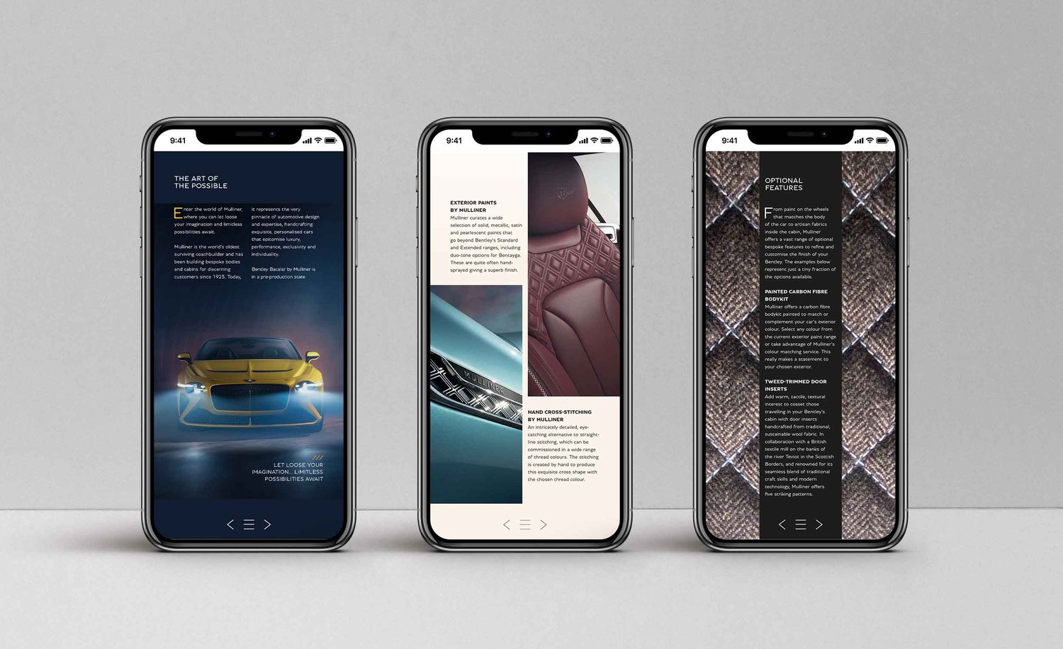 Bentley Mulliner brochure on mobile