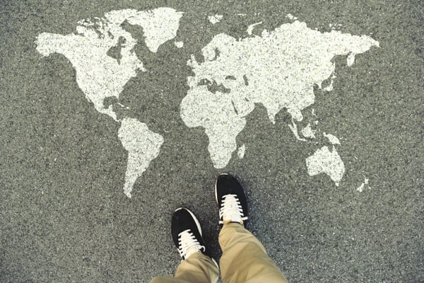 World map on the ground