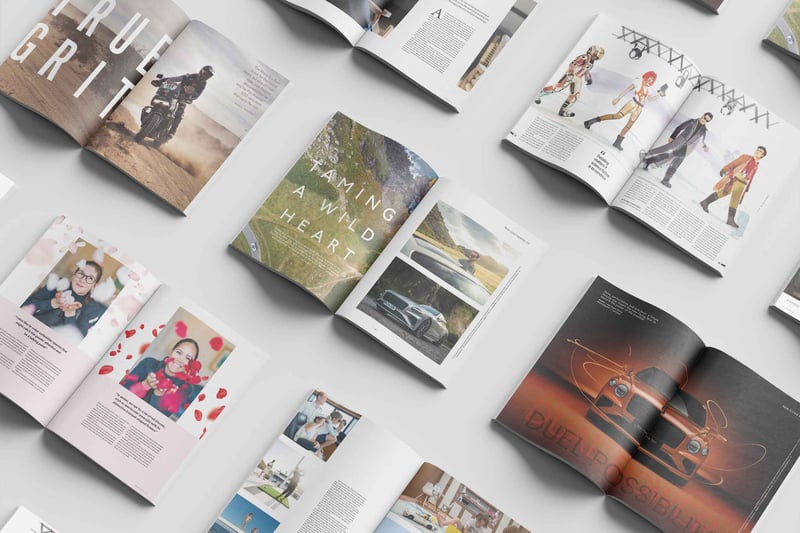Spreads from brand magazines by Dialogue