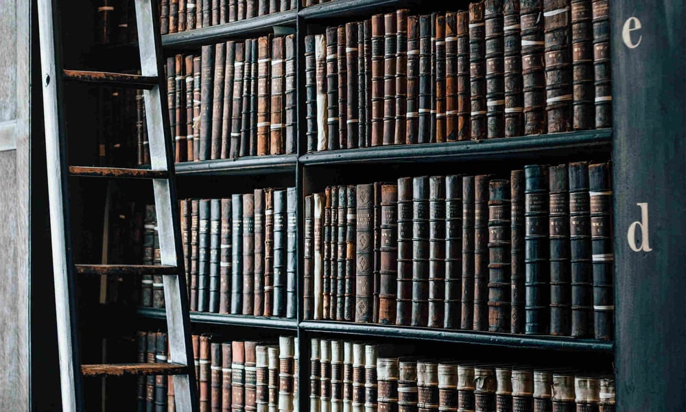 A bookcase of books for lawyers