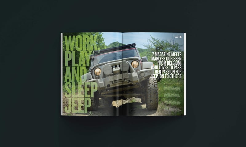 Jeep magazine '7' centre spread layout
