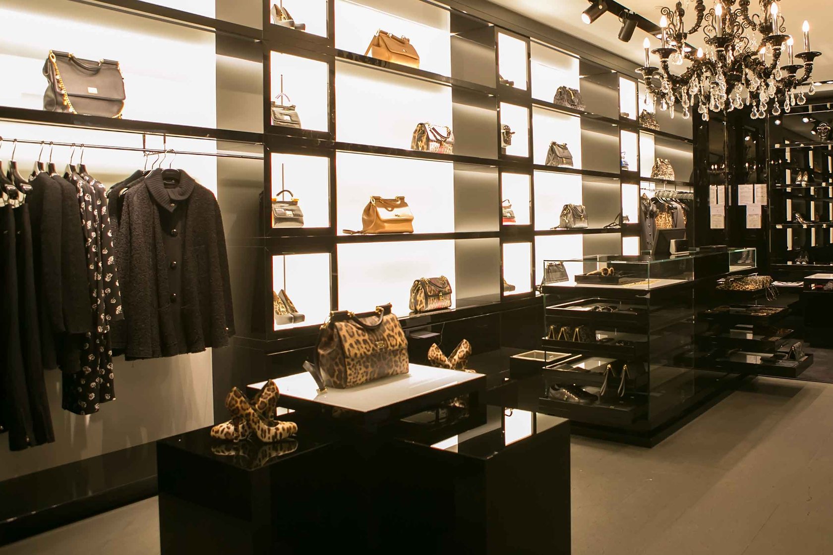 Inside a clothes shop.