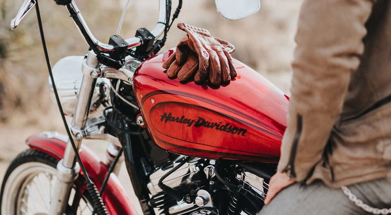 Red branded Harley-Davidson motorcycle