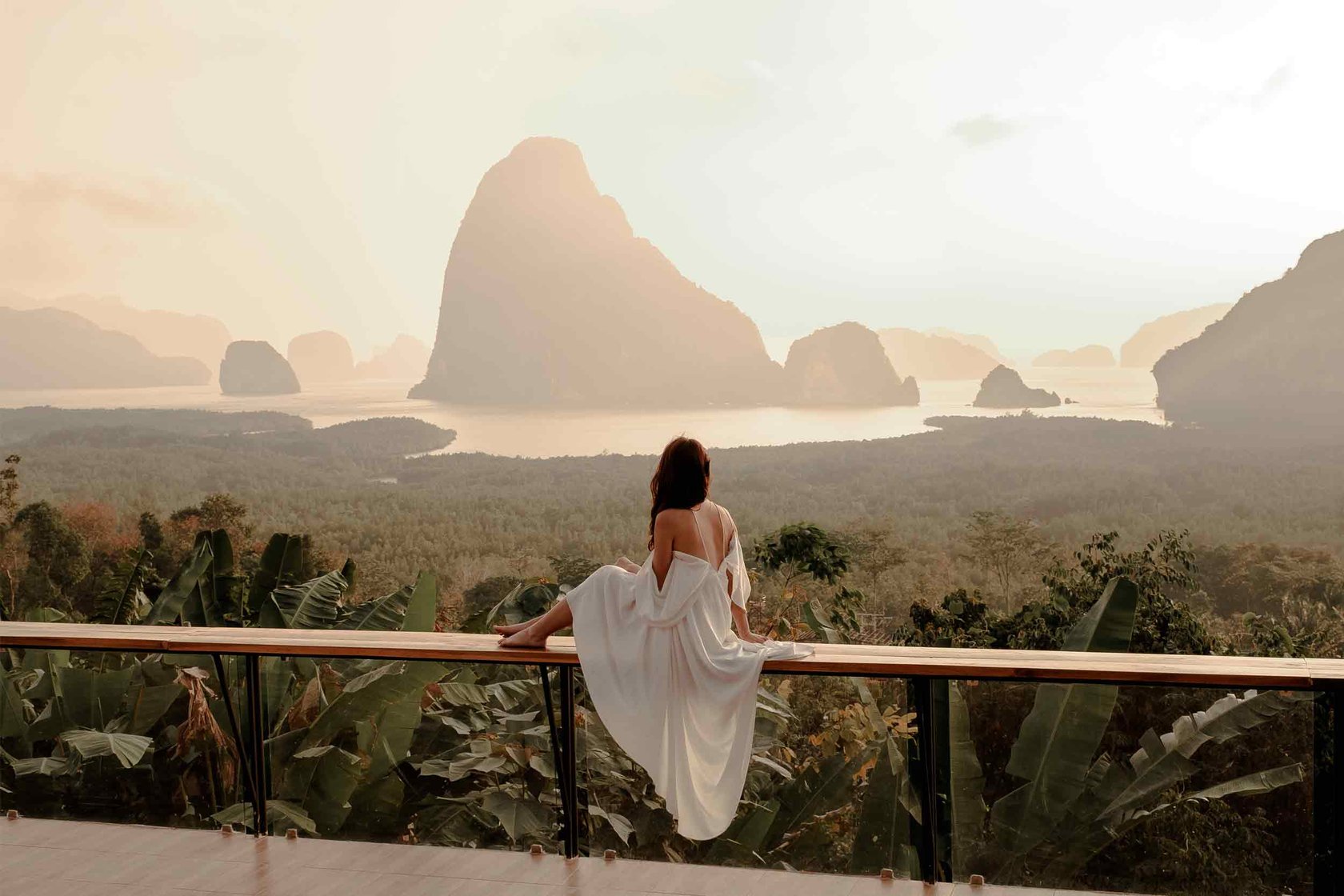 A lady overlooking a stunning view.